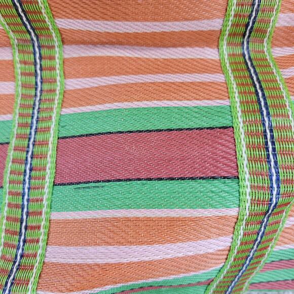 Dosa Grocery Tote Bag 16" Green Striped Reusable Multipurpose Nylon Handbag - Picture 7 of 9